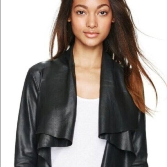 MACKAGE Noelia Leather Waterfall Jacket XXS Lambskin Coat Wrap Style Black - Picture 2 of 16